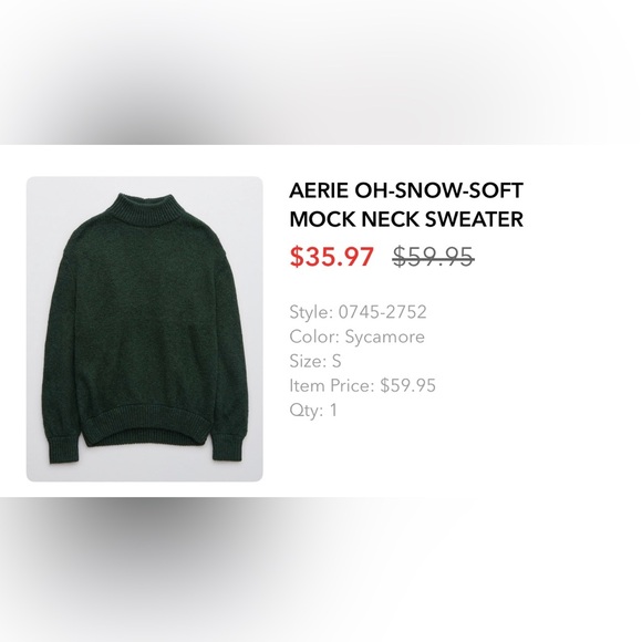 Aerie Forrest Green Knit Sweater - Picture 1 of 3